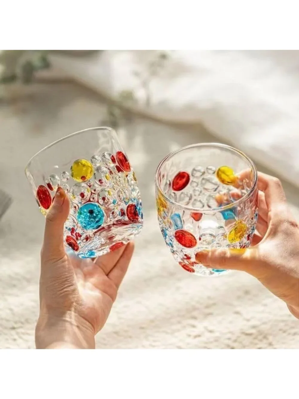 Colorful Lead-Free Glass Tumblers Set of 6 | Stylish Drinkware for Home